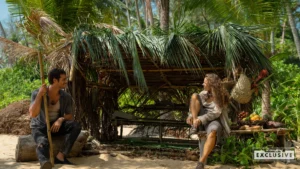 Imagem destacada - Imagem inédita de Send Help mostra Dylan O’Brien e Rachel McAdams sorrindo em ilha deserta