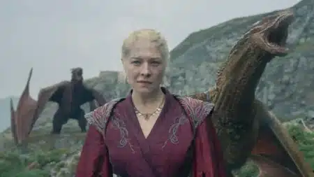 Rhaenyra e Daemon na terceira temporada de A Casa do Dragão em cena de guerra