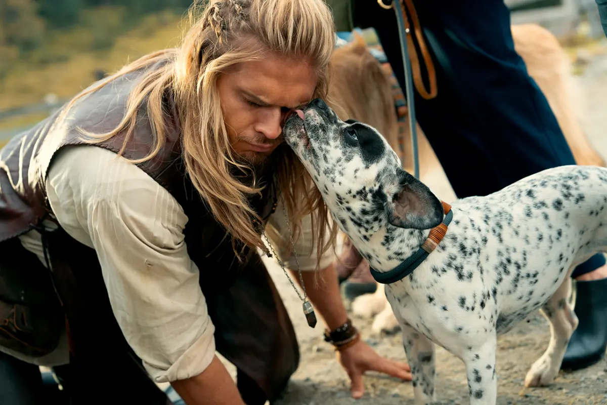 Cena divertida com cachorros no filme Comer Rezar Ladrar da Netflix