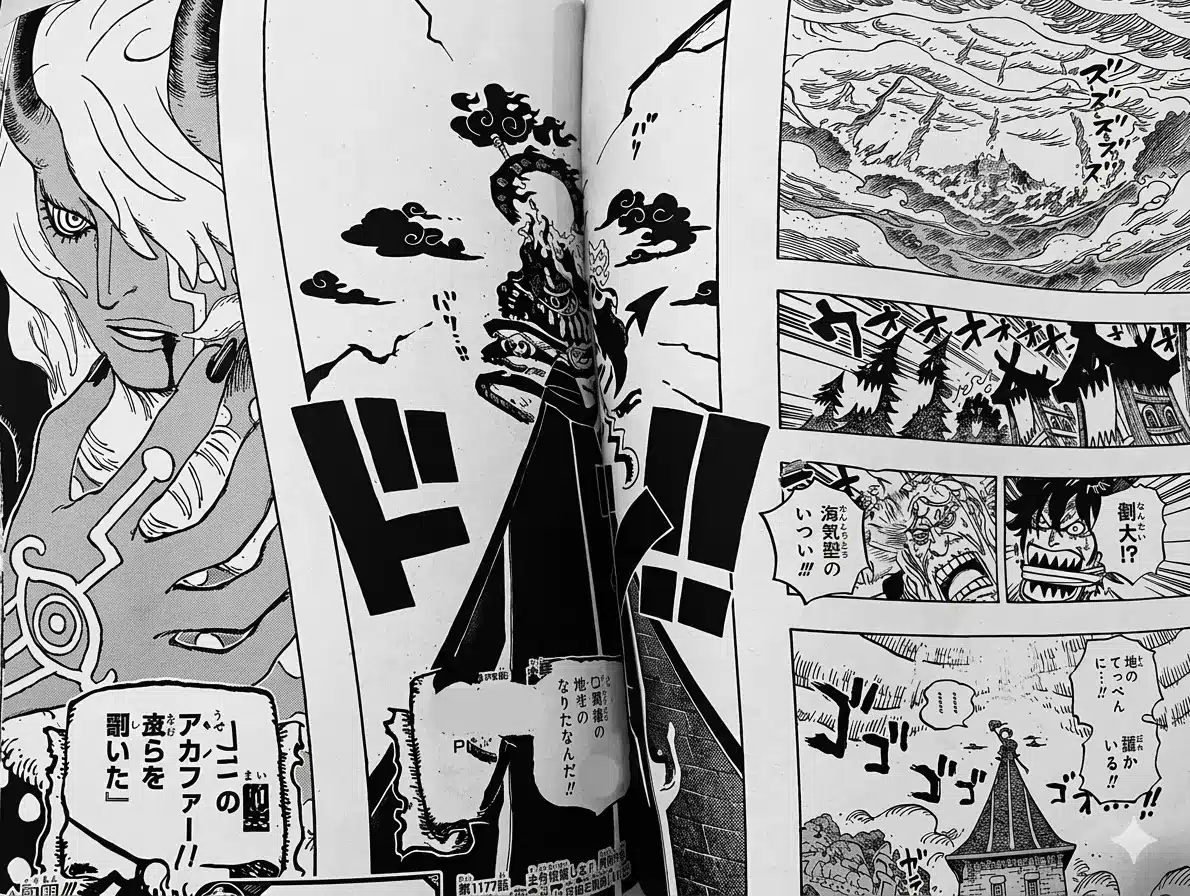 One Piece 1179 imagem vazada do mangá mostrando Imu em cena intensa
