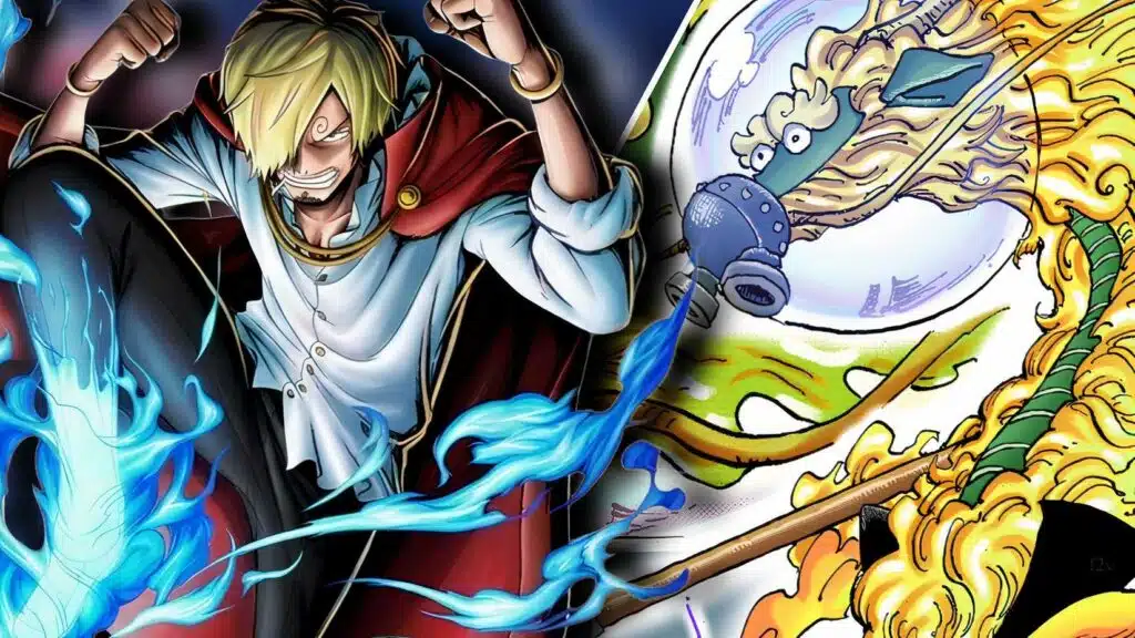 One Piece 1177 Choca: Sanji Humilha Cavaleiro Santo e Pode Já Estar no Nível de Almirante Sanji em Elbaf mostrando novo nível de poder no capítulo 1177 de One Piece