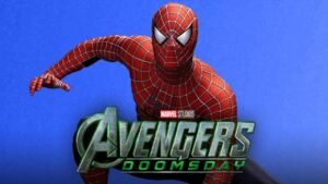 Spider-Man em arte oficial de Avengers Doomsday ao lado do Doutor Destino Marvel
