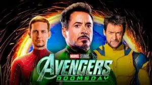 Imagem conceitual de Avengers Doomsday com heróis da Marvel em clima de confronto