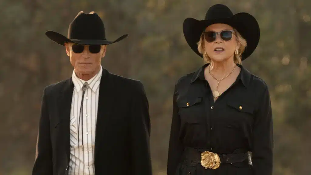 Rancho Dutton: quando sai o episódio 5 e o que esperar do novo capítulo Beulah Jackson e seu marido, vividos por Annette Bening e Ed Harris, vestidos de preto em Rancho Dutton