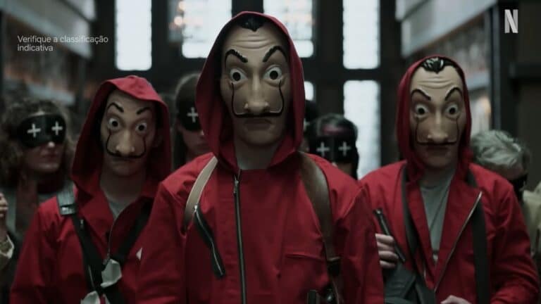 Máscara dourada de Salvador Dalí no teaser de confirmação da continuação de La Casa de Papel pela Netflix (2026)