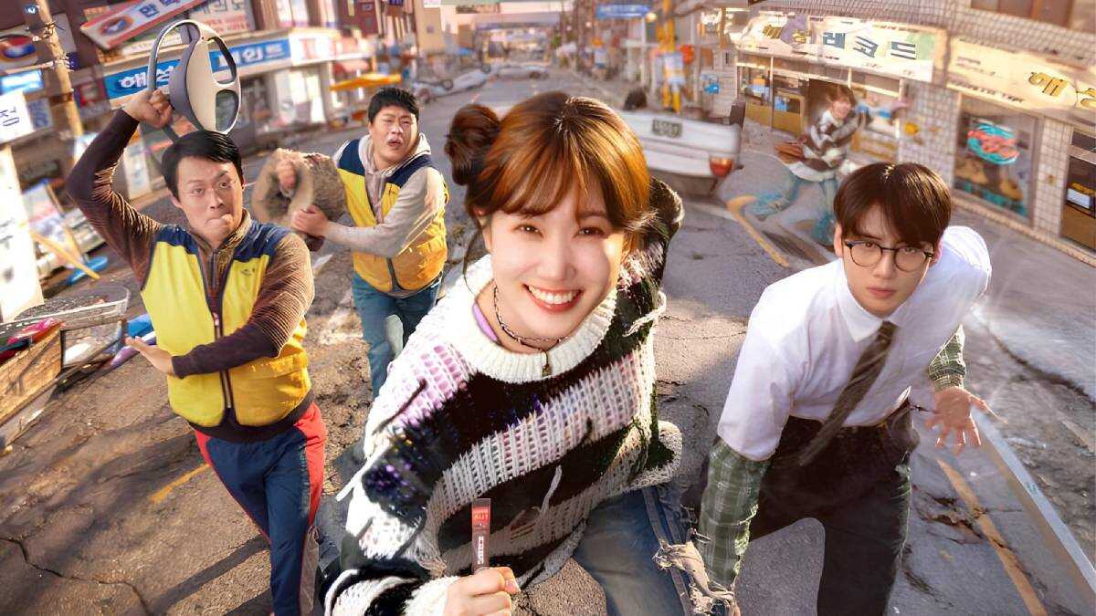 Park Eun-bin, Cha Eun-woo, Choi Dae-hoon e Im Seong-jae no pôster oficial de Os SUPERtontos na Netflix