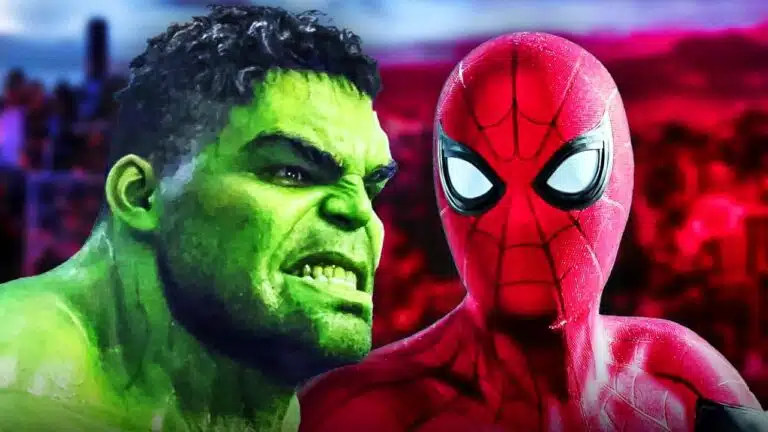 Homem-Aranha e Hulk em batalha na arte promocional de Homem-Aranha: um Novo Dia