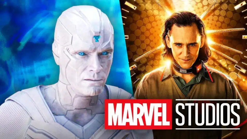 Vision assistindo sua própria vida em cena de VisionQuest conectada a Loki