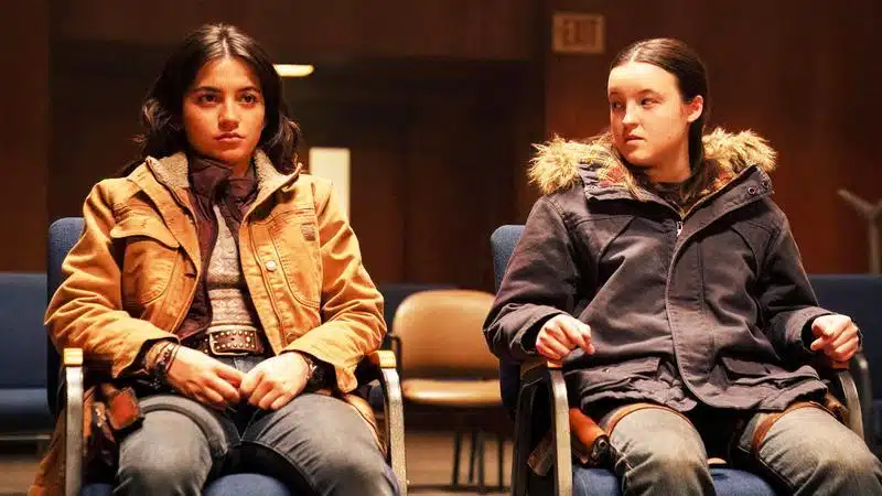 Cena de The Last of Us mostrando personagens principais em momento dramático da série