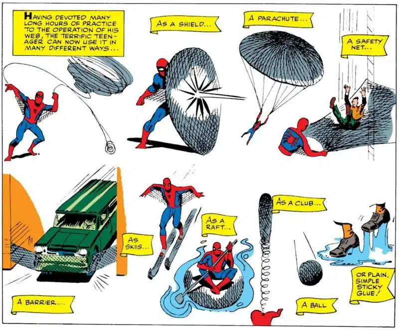 Luva de teia do Homem-Aranha com textura de tecelagem em destaque