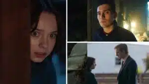 Cena da série Manual de Assassinato para Boas Garotas com personagens principais em momento de tensão