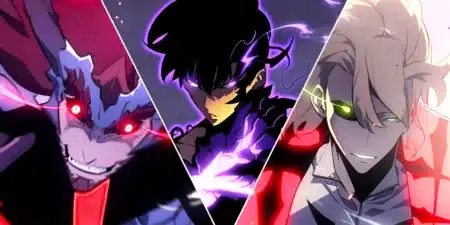 Monarchs mais poderosos de Solo Leveling exibindo suas habilidades devastadoras em batalha