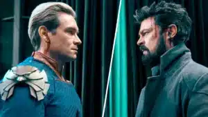 Antony Starr como Capitão Pátria e Karl Urban como Billy Butcher frente a frente no confronto final da 5ª temporada de The Boys no Prime Video