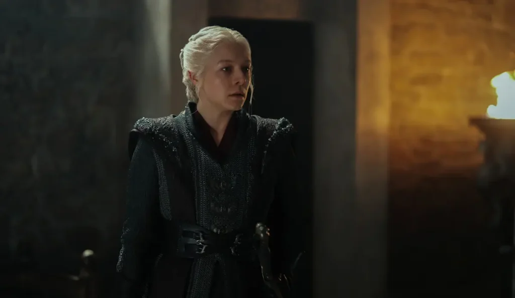 Emma D'Arcy como Rhaenyra em transformação na 3ª temporada de A Casa do Dragão