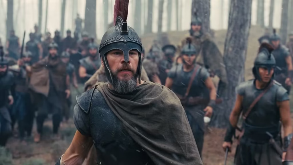 Matt Damon como Odisseu em cena da adaptação de A Odisseia dirigida por Christopher Nolan