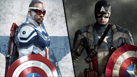 Sam Wilson como Capitão América em Vingadores: Doutor Destino