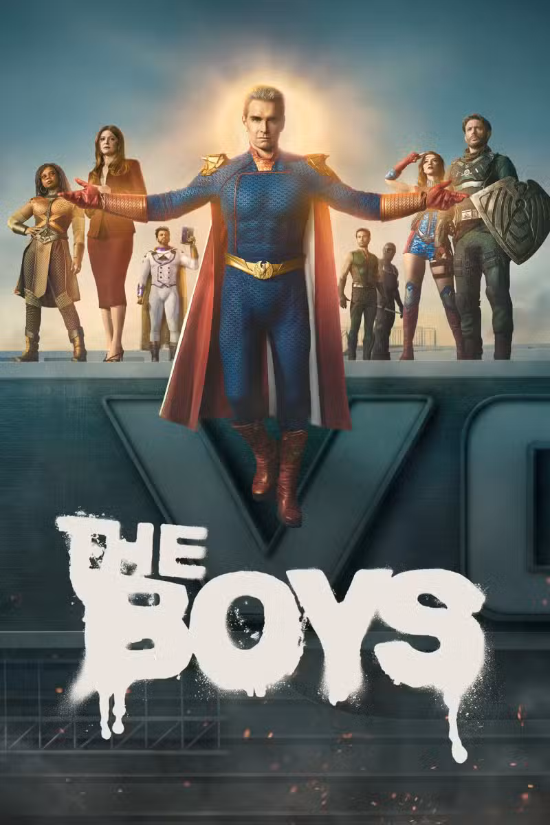 Pôster de The Boys com personagens da série