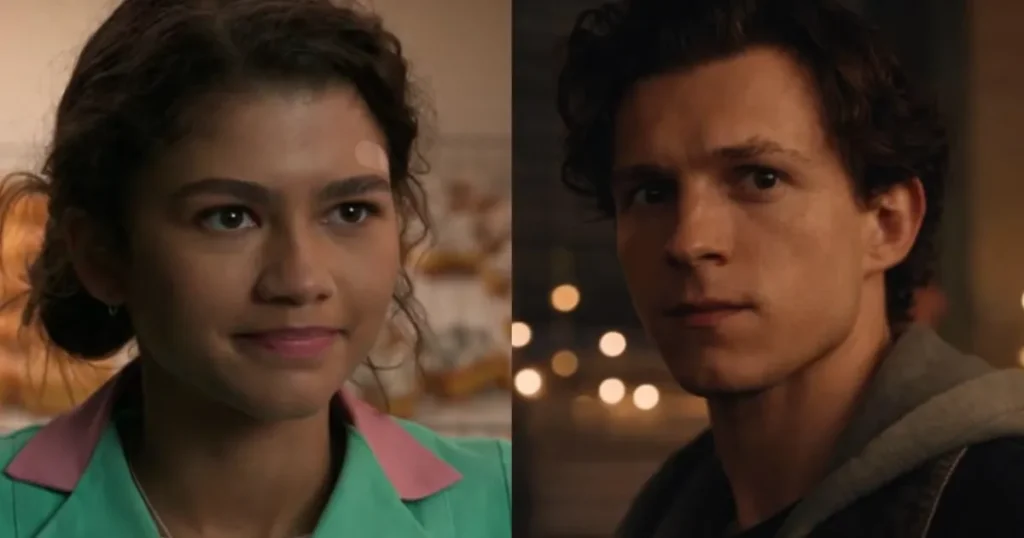 Zendaya e Tom Holland como MJ e Peter Parker em Homem-Aranha: Um Novo Dia