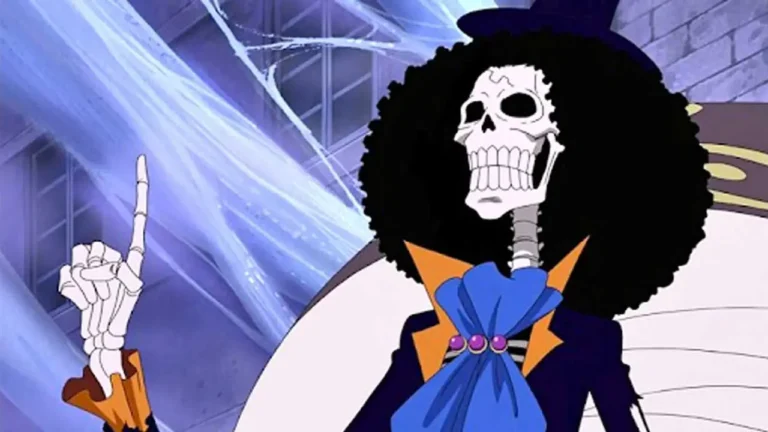 Brook jovem treinando esgrima como aprendiz de Candelle no Reino Esperia em One Piece 1185