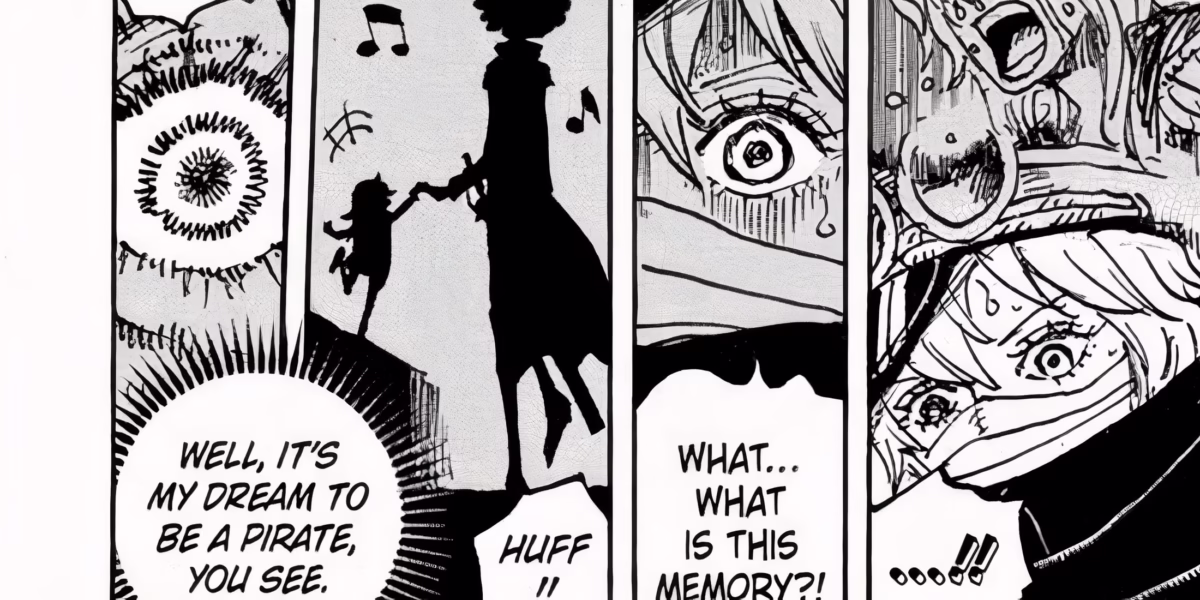 Cena do flashback de Gunko com Brook no capítulo 1150 de One Piece