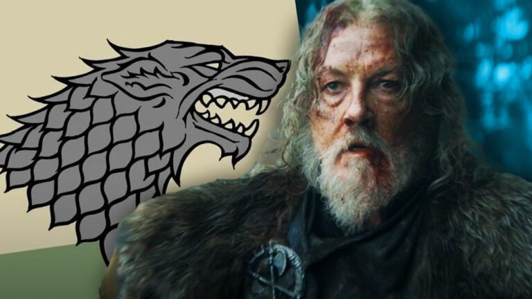 Brasão da Casa Stark, os Lobos do Inverno de A Casa do Dragão