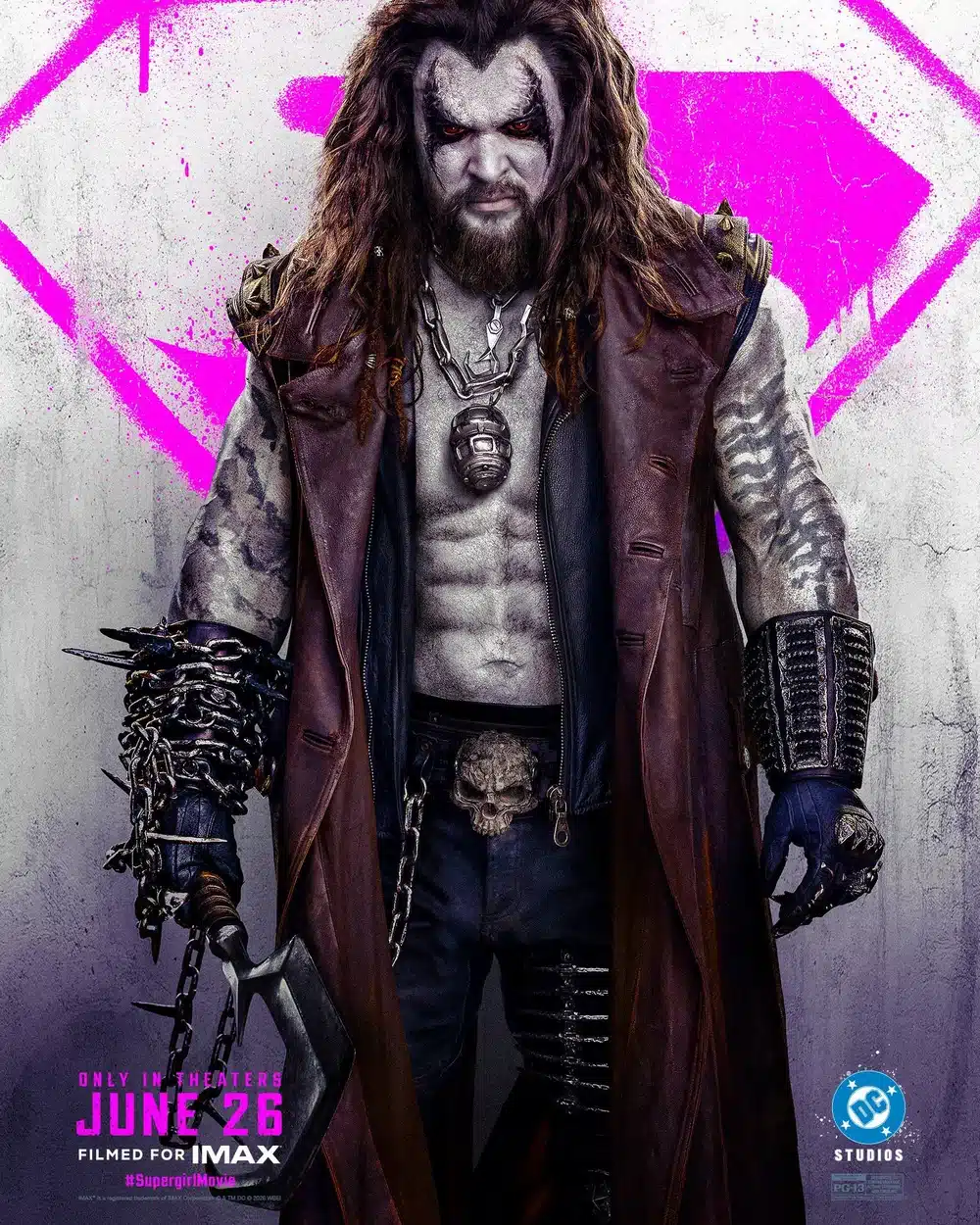 Pôster da série Supergirl mostrando o personagem Lobo com visual dinâmico do filme do DCU