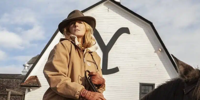 Beth Dutton em cena de Yellowstone, série com Cole Hauser e Kelly Reilly
