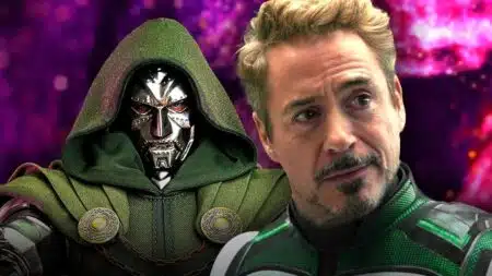 Logo do Doutor Destino com elementos que sugerem universo paralelo em Vingadores