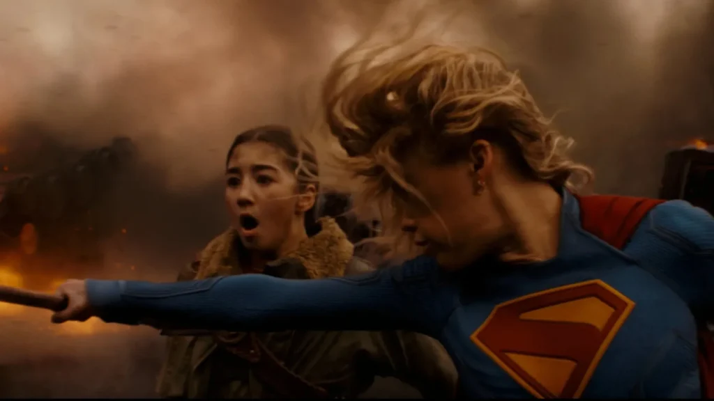 Kara Zor-El e Ruthye em cena de viagem espacial em Supergirl