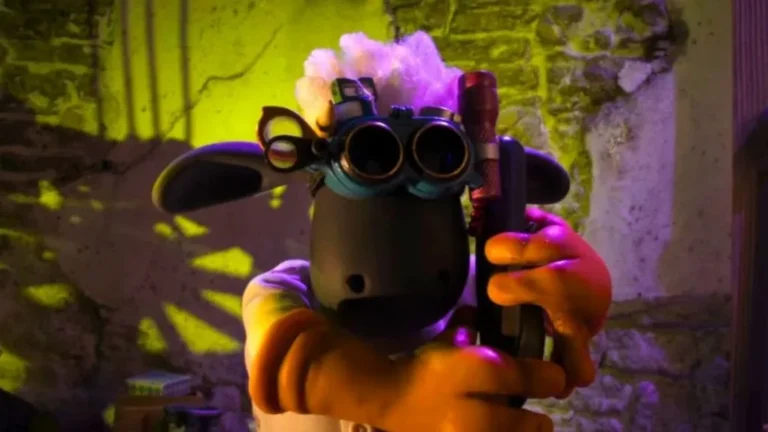 Shaun the Sheep em cenario de laboratorio improvisado na fazenda The Beast of Mossy Bottom