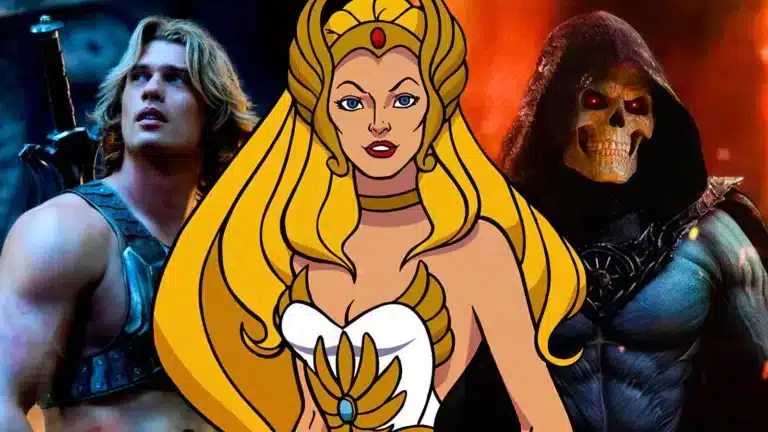 She-Ra e personagens de Mestres do Universo em ilustração