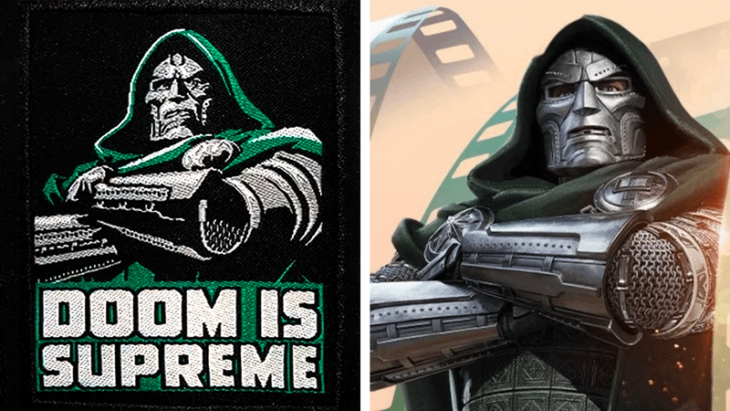 Comparativo design Doutor Doom CinemaCon merchandise