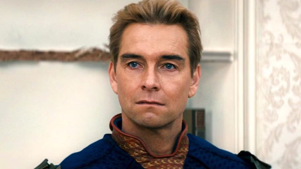 Vought Rising: o derivado de The Boys que parece mais Watchmen do que a própria série Antony Starr como Homelander com expressão desaprovadora em cena de The Boys temporada 5