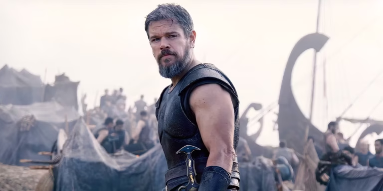 Matt Damon como Odisseu em cena de A Odisseia de Christopher Nolan