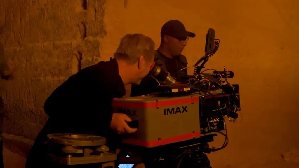 Christopher Nolan discutindo técnica IMAX em produção
