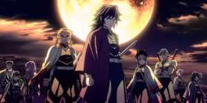 Todos os Hashira reunidos em cena do anime Demon Slayer Crunchyroll