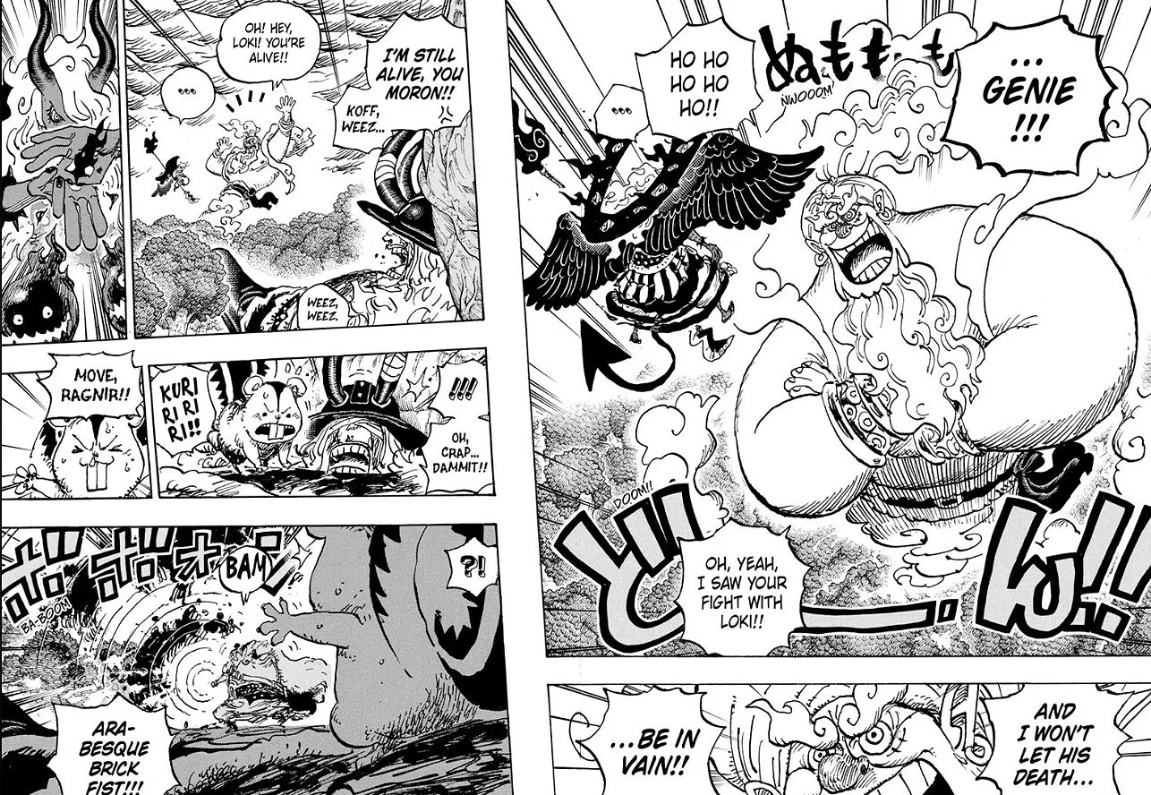 Luffy em forma Gear 5 completa durante combate contra Imu em Elbaf