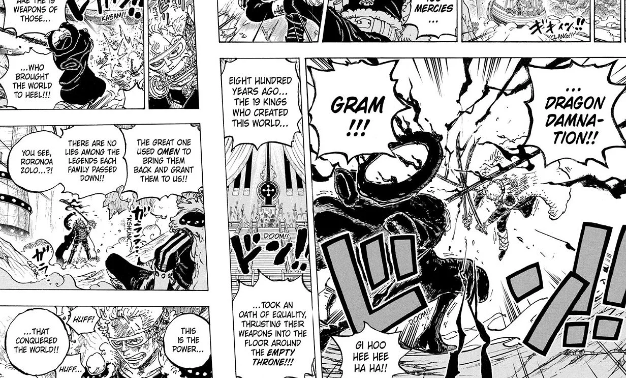 Imu com armas lendárias dominando confronto contra Luffy