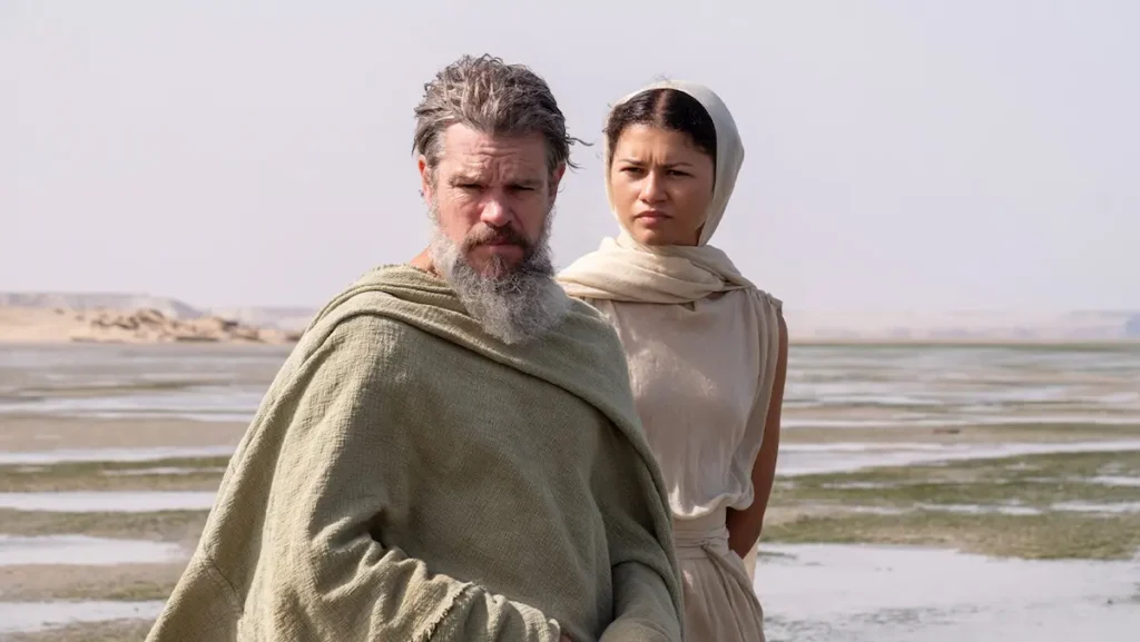 Zendaya revela que boca congelou no primeiro dia de filmagem de A Odisseia Matt Damon e Zendaya em A Odisseia de Nolan