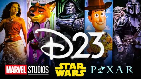 D23 2026 palco Marvel Studios Star Wars Pixar Disney logos Anaheim