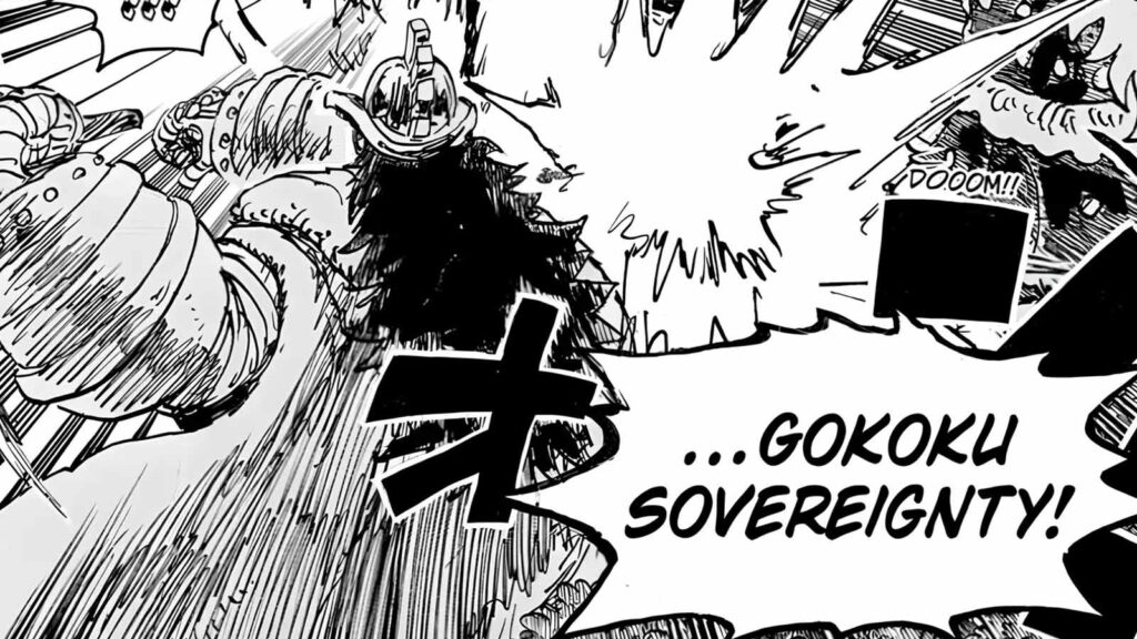 Luffy, Loki e Hajrudin em ataque contra Imu em One Piece capítulo 1192