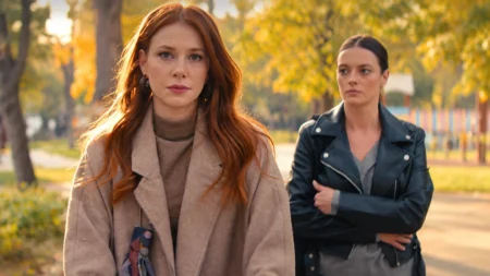 Funda e Nazlı em Conheço Você, série da Netflix