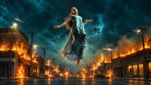 Arte promocional da série Carrie com Mike Flanagan no Prime Video