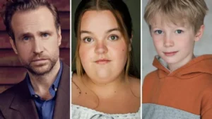 Rafe Spall, Molly Hewitt-Richards e Jasper Ambrose elenco Harry Potter HBO