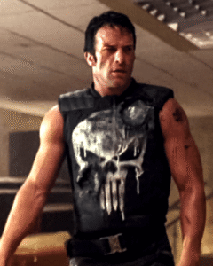 Thomas Jane caracterizado como Justiceiro em uniforme tático 2004