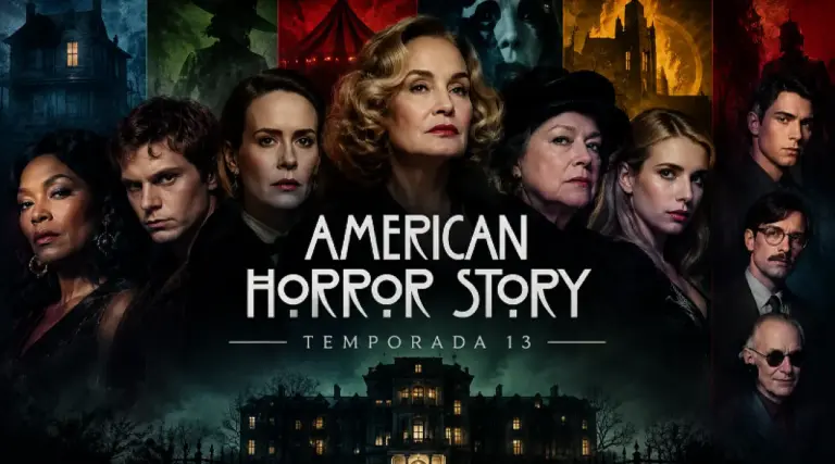 American Horror Story: final da temporada 13 estreia em 30 de outubro no Disney+ Arte promocional de American Horror Story temporada 13 com personagem em ambiente escuro