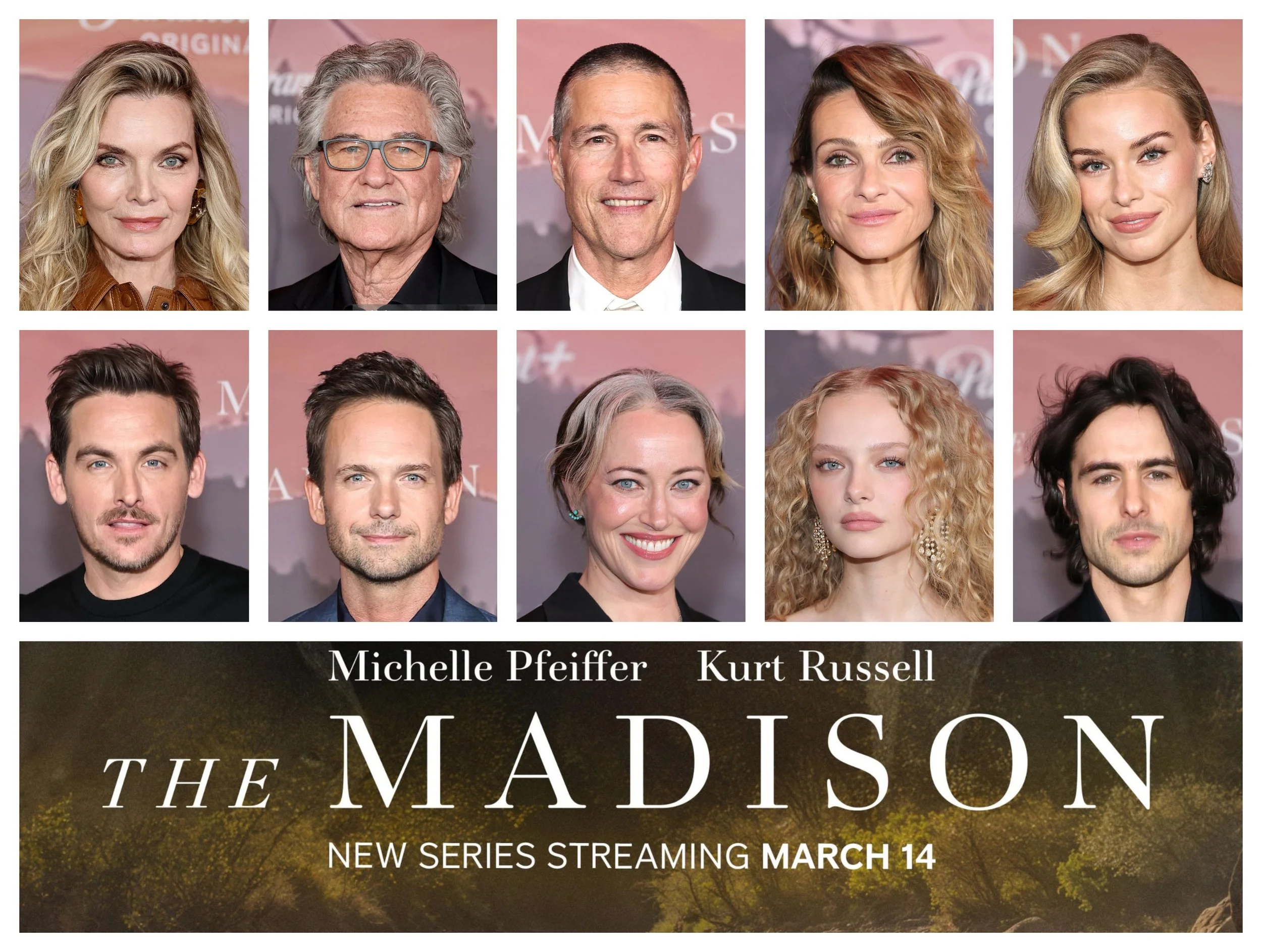 Arte promocional de The Madison com fotos do elenco e informações de lançamento no Paramount+