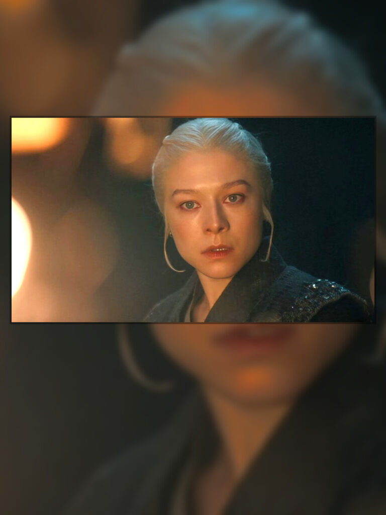 Rhaenyra Targaryen expressão séria A Casa do Dragão profecia