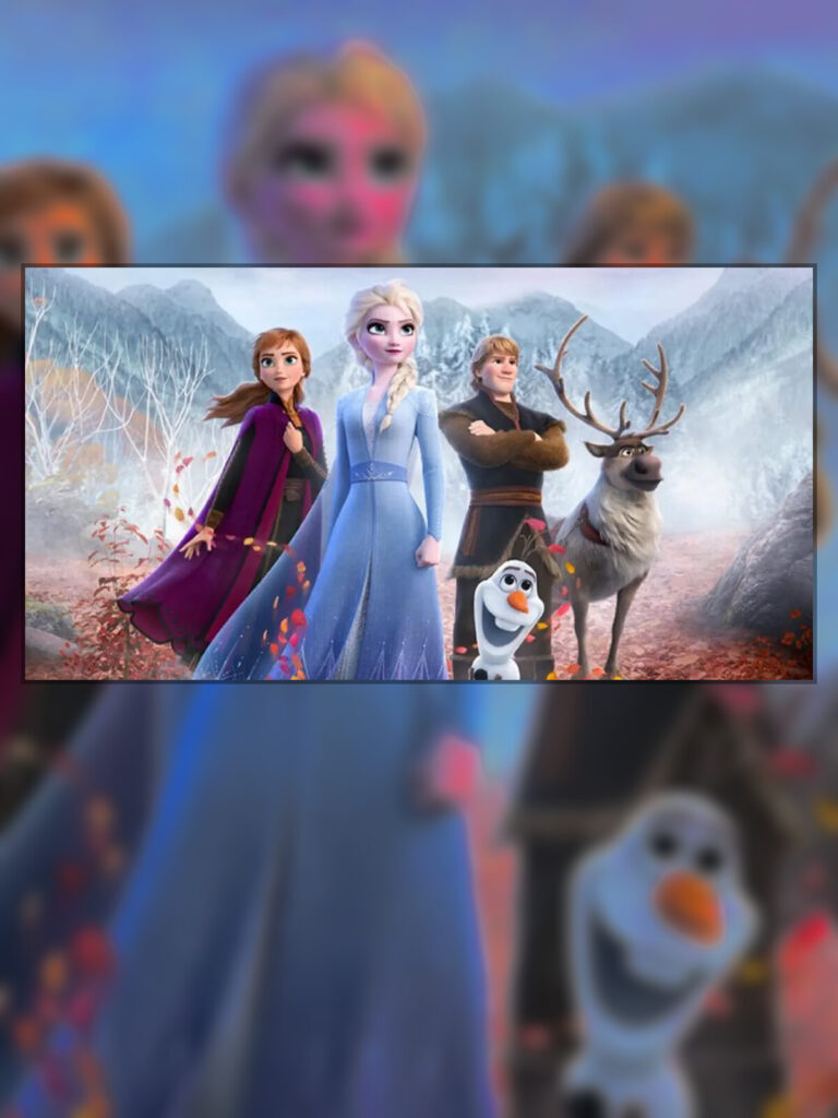 Personagens de Frozen 3 em cena de casamento com Rainha do Gelo