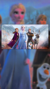 Personagens de Frozen 3 em cena de casamento com Rainha do Gelo